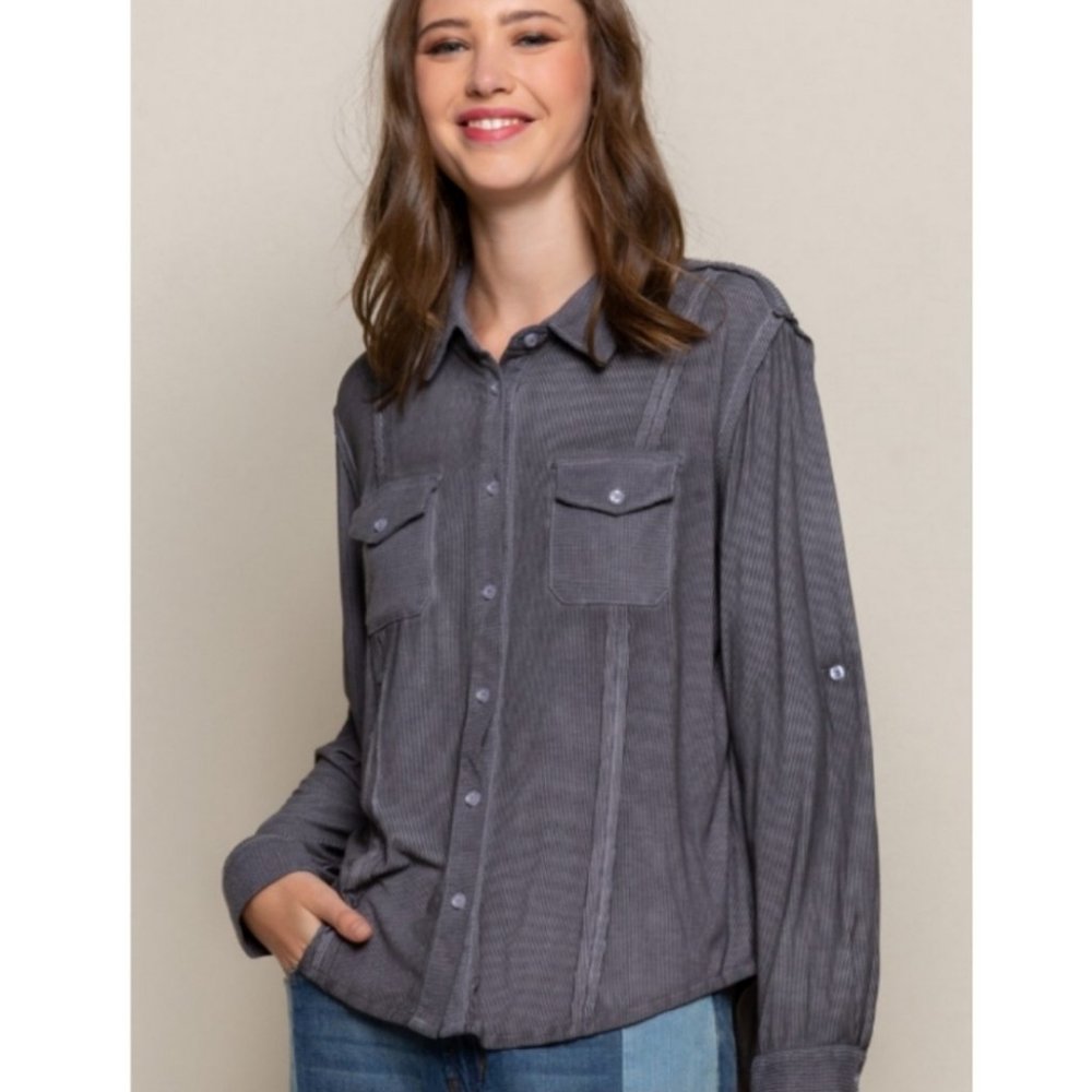 90153 POL Washed Button-down Shirt - Picture 2 of 4
